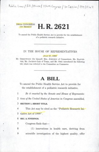A bill to amend the Public Health Service Act to provide for the establishment of a pediatric research initiative