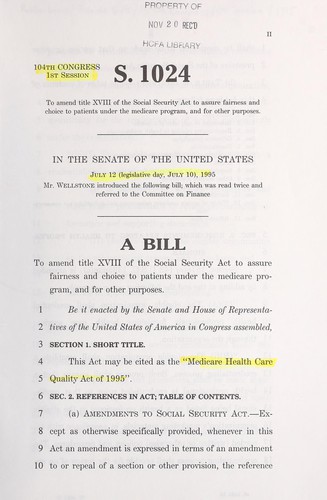 A bill to amend title XVIII of the Social Security Act to assure fairness and choice to patients under the Medicare program, and for other purposes
