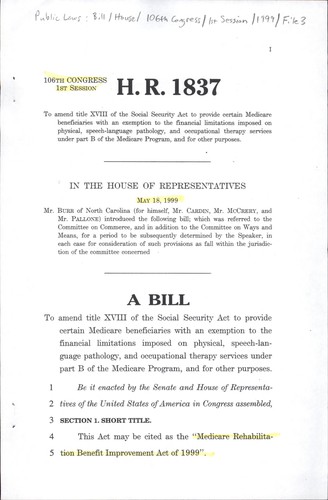 A bill to amend title XVIII of the Social Security Act to provide certain Medicare beneficiaries with an exemption to the financial limitations imposed on physical, speech-language pathology, and occupational therapy services under part B of the Medicare program, and for other purposes