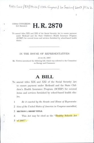 A bill to amend titles XIX and XXI of the Social Security Act to ensure payment under Medicaid and the State Children's Health Insurance Program (SCHIP) for covered items and services furnished by school-based health clinics