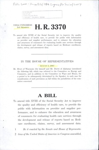 A bill to amend title XVIII of the Social Security Act to improve the quality and efficiency of health care, to provide the public with information on provider and supplier performance, and to enhance the education and awareness of consumers for evaluating health care services through the development and release of reports based on Medicare enrollment, claims, survey, and assessment data