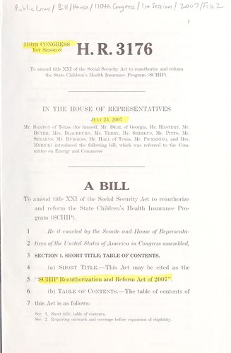 A bill to amend title XXI of the Social Security Act to reauthorize and reform the State Children's Health Insurance Program (SCHIP)
