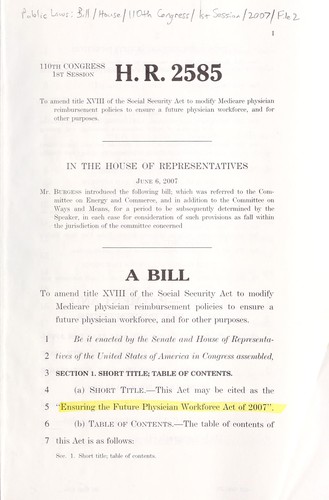A bill to amend title XVIII of the Social Security Act to modify Medicare physician reimbursement policies to ensure a future physician workforce, and for other purposes