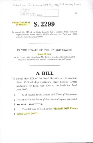 A bill to amend title XIX of the Social Security Act to continue State Medicaid disproportionate share hospital (DSH) allotments for fiscal year 2001 at the levels for fiscal year 2000