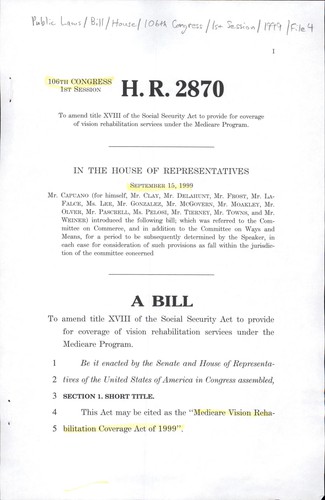 A bill to amend title XVIII of the Social Security Act to provide for coverage of vision rehabilitation services under the Medicare program
