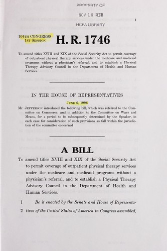 A bill to amend titles XVIII and XIX of the Social Security Act to permit coverage of outpatient physical therapy services under the Medicare and Medicaid programs without a physician's referral, and to establish a Physical Therapy Advisory Council in the Department of Health and Human Services