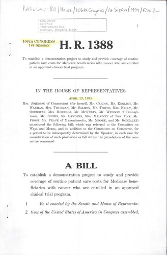 A bill to establish a demonstration project to study and provide coverage of routine patient care costs for Medicare beneficiaries with cancer who are enrolled in an approved clinical trial program