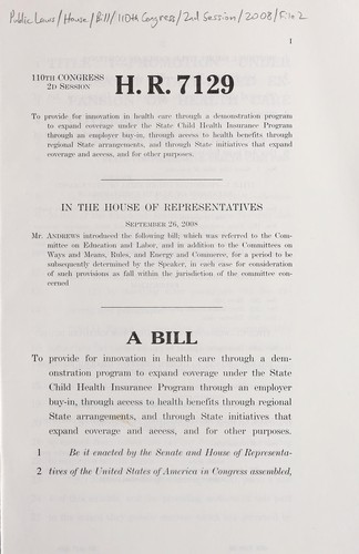 A bill to provide for innovation in health care through a demonstration program to expand coverage under the State Child Health Insurance Program through an employer buy-in, through access to health benefits through regional State arrangements, and through State initiatives that expand coverage and access, and for other purposes