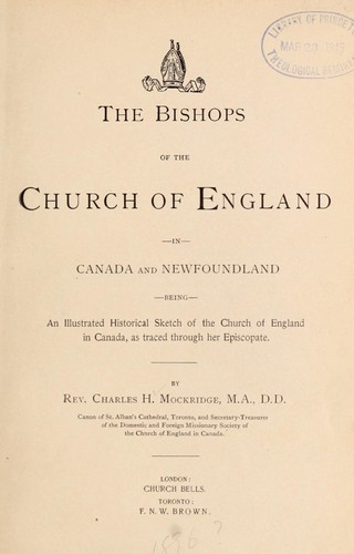 The bishops of the Church of England in Canada and Newfoundland