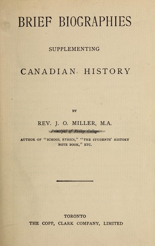 Brief biographies supplementing Canadian history