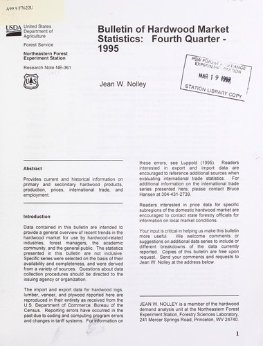 Bulletin of hardwood market statistics, fourth quarter, 1995