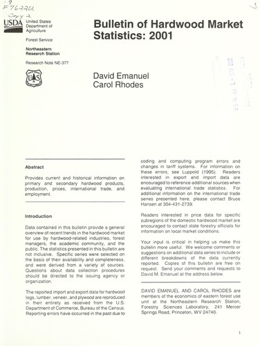 Bulletin of hardwood market statistics, 2001
