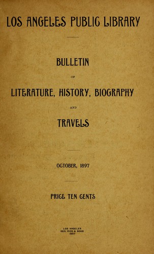 Bulletin of literature, history, biography and travels. October, 1897