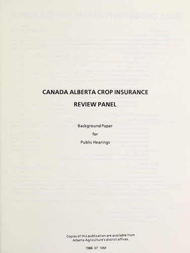Canada Alberta Crop Insurance Review Panel