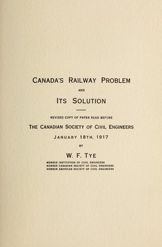 Canada's railway problem and its solution