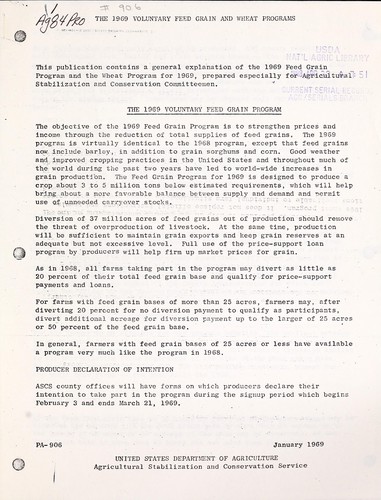The 1969 voluntary feed grain and wheat programs