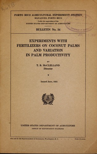 Experiments with fertilizers on coconut palms and variation in palm productivity