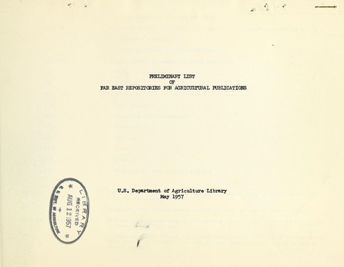 Preliminary list of Far East repositories for agricultural publications