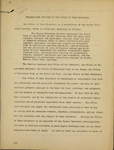 ----Organization and work of the Office of home economics