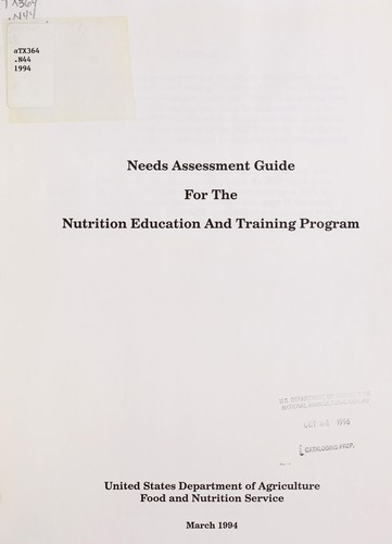 Needs assessment guide for the Nutrition Education and Training Program