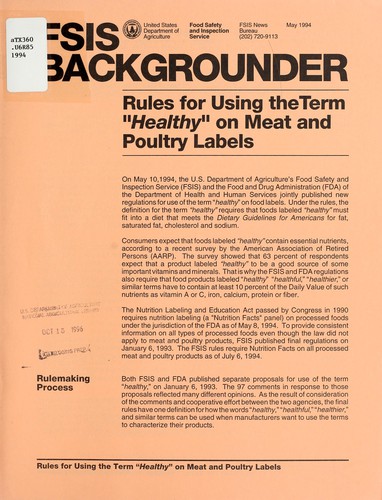 Rules for using the term "healthy" on meat and poultry labels