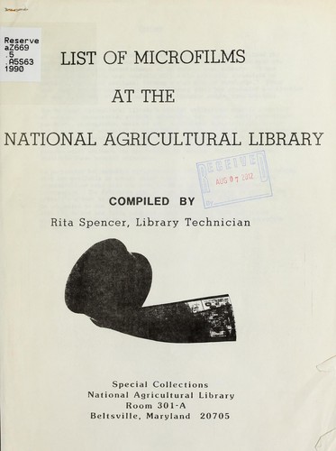 List of microfilms at the National Agricultural library