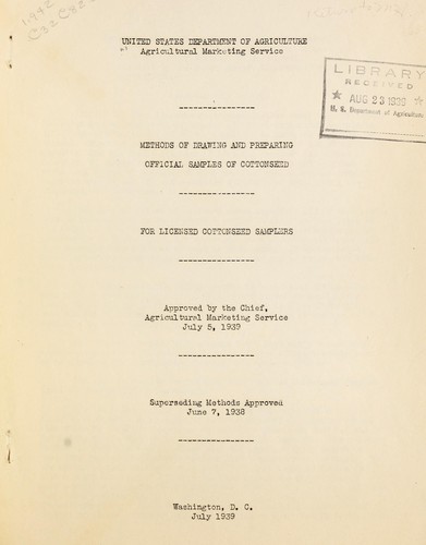 Methods of drawing and preparing official samples of cottonseed