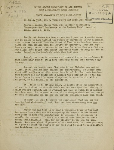 War's challenge to food distributors
