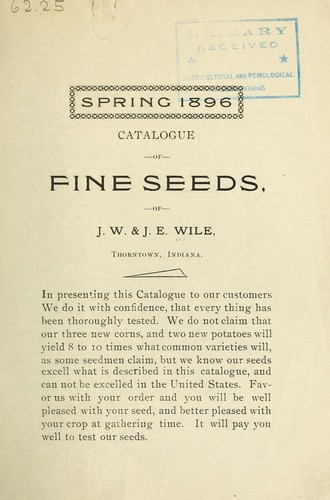 Spring 1896 catalogue of fine seeds