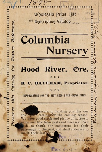 Wholesale price list and descriptive catalog of the Columbia Nursery