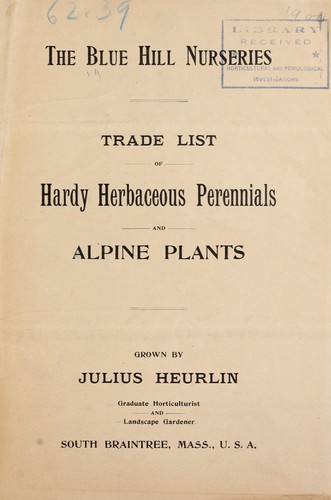 Trade list of hardy herbaceous perennials and alpine plants