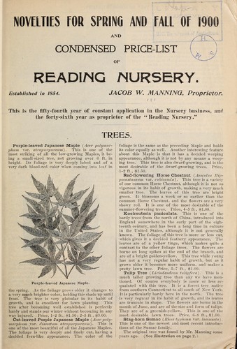 Novelties for spring and fall of 1900 and condensed price-list of Reading Nursery