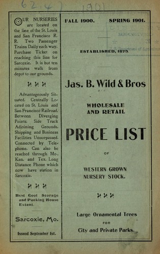 Wholesale and retail price list of western grown nursery stock