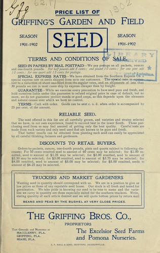 Price list of Griffing's garden and field seed, season 1901-1902