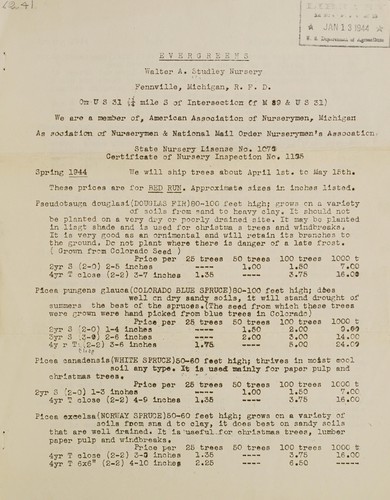 Evergreens, spring 1944