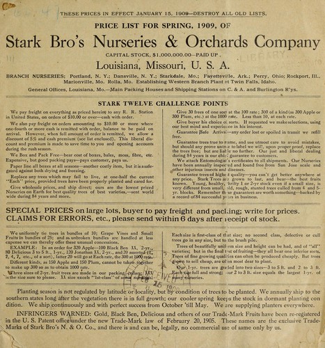 Price list for spring, 1909, of