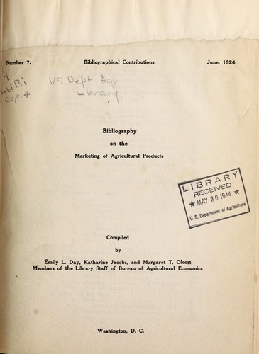 Bibliography on the marketing of agricultural products
