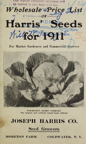 Wholesale price list of Harris' seeds for 1911