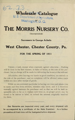 Wholesale catalogue of Morris Nursery Co. for the spring of 1911