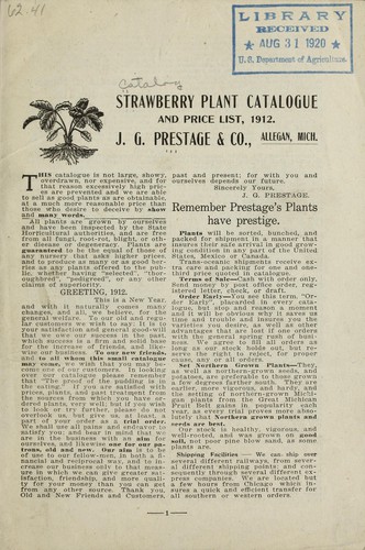 Strawberry plant catalogue and price list, 1912