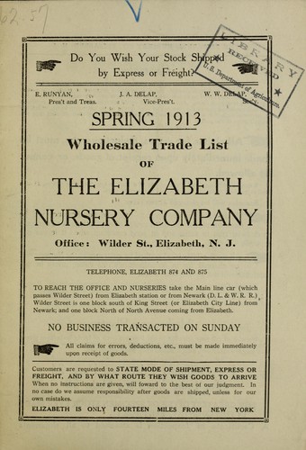 Spring 1913 wholesale trade list
