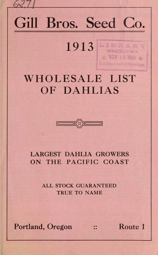 1913 wholesale list of dahlias