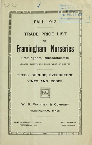 Trade price list of Framingham Nurseries