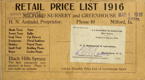 Retail price list for 1916