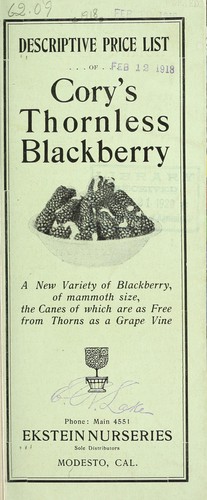 Descriptive price list of Cory's thornless blackberry