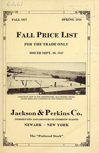 Fall price list for the trade only