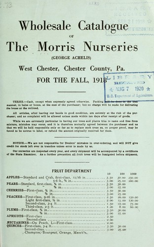 Wholesale catalogue of the Morris Nurseries