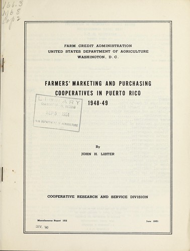 Farmers' marketing and purchasing cooperatives in Puerto Rico, 1948-49