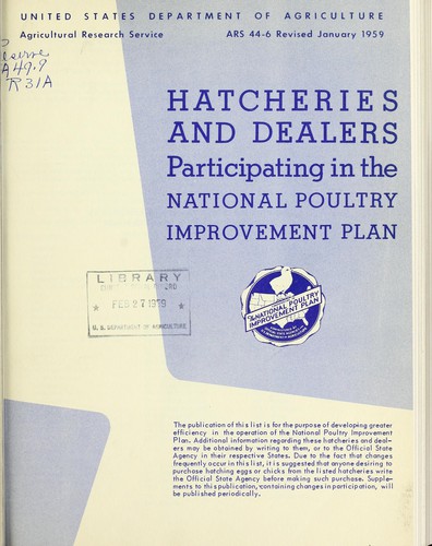 Hatcheries and dealers participating in the National Poultry Improvement Plan