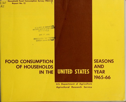Food consumption of households in the United States, seasons and year, 1965-66